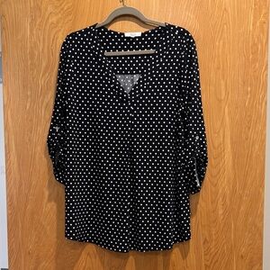 Chic Black and White Polka Dot Blouse